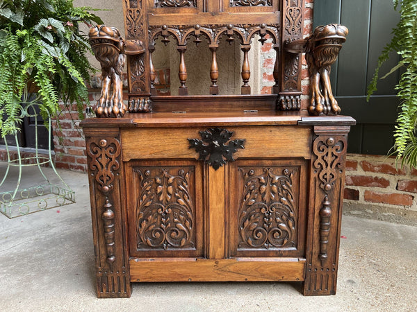 19th century French Carved Walnut Hall Bench Breton Brittany Pew Renaissance