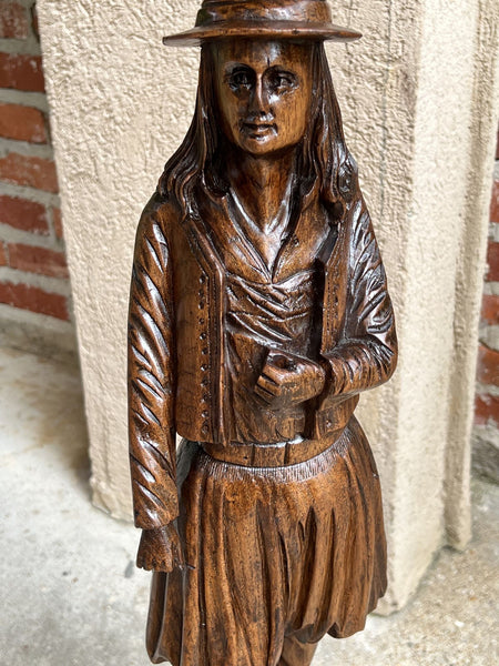 Antique French Pedestal Plant Stand Display Breton Brittany Carved Oak Baluster