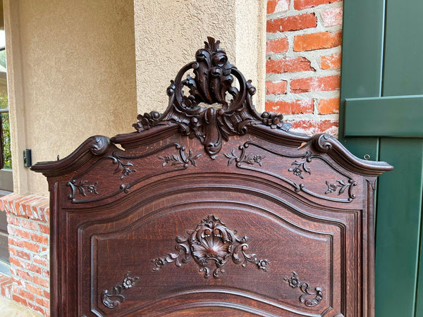 Antique French Trumeau Pier Wall Mirror Louis XV Carved Oak 19th century