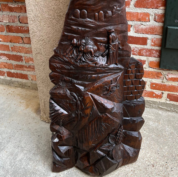 Antique French Carved Wood Wall Sculpture The Gleaners by Jean Francois Millet