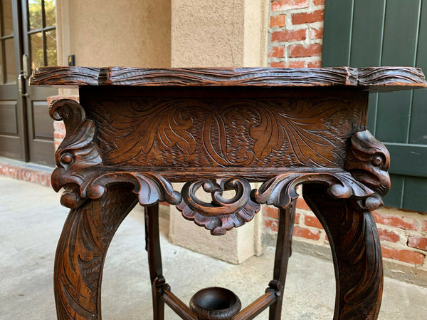 Antique French Carved Wood TABLE Jewelry Cabinet Louis XV Renaissance Faux Bois