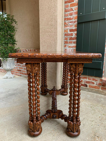 Antique French Carved Oak Barley Twist Hall Sofa TABLE Corinthian Renaissance