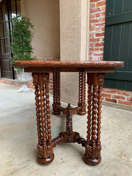 Antique French Carved Oak Barley Twist Hall Sofa TABLE Corinthian Renaissance