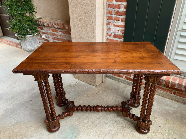 Antique French Carved Oak Barley Twist Hall Sofa TABLE Corinthian Renaissance