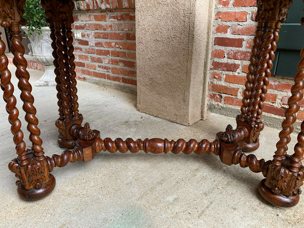 Antique French Carved Oak Barley Twist Hall Sofa TABLE Corinthian Renaissance