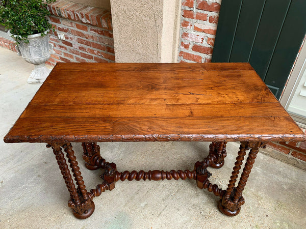 Antique French Carved Oak Barley Twist Hall Sofa TABLE Corinthian Renaissance