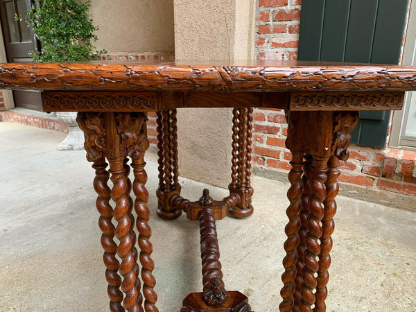 Antique French Carved Oak Barley Twist Hall Sofa TABLE Corinthian Renaissance