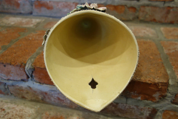 Antique French Majolica Barbotine Wall Pocket Flower Vase Confetti Staffordshire