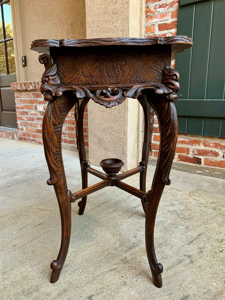 Antique French Carved Wood TABLE Jewelry Cabinet Louis XV Renaissance Faux Bois