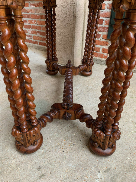 Antique French Carved Oak Barley Twist Hall Sofa TABLE Corinthian Renaissance