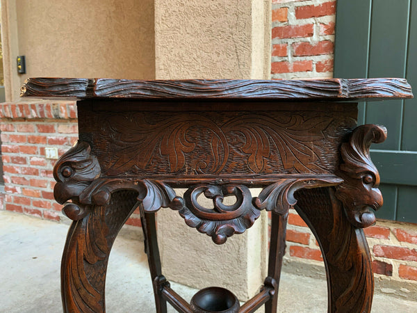 Antique French Carved Wood TABLE Jewelry Cabinet Louis XV Renaissance Faux Bois