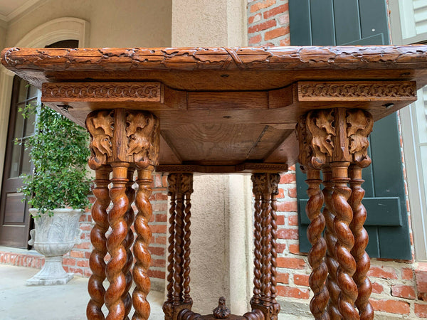 Antique French Carved Oak Barley Twist Hall Sofa TABLE Corinthian Renaissance