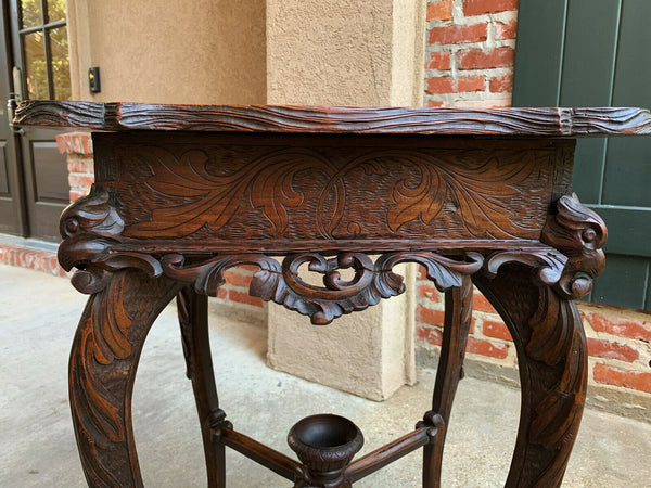 Antique French Carved Wood TABLE Jewelry Cabinet Louis XV Renaissance Faux Bois