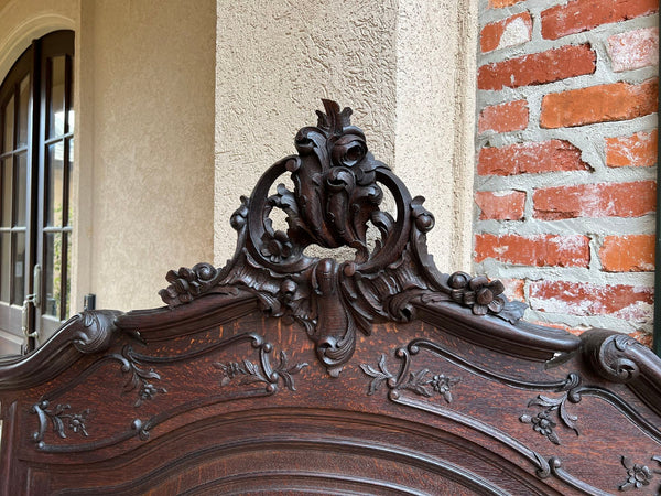 Antique French Trumeau Pier Wall Mirror Louis XV Carved Oak 19th century