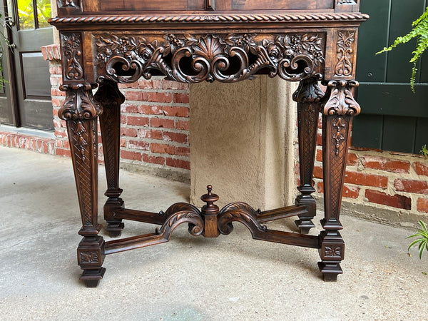 19th century French Carved Walnut Cabinet Bar Renaissance Wine Server Baroque