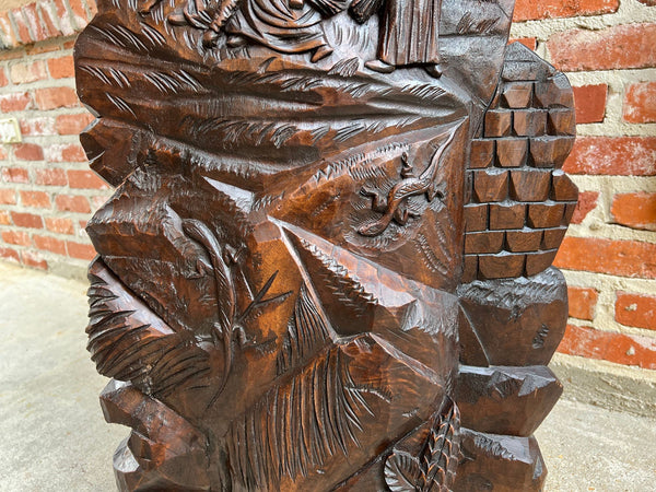 Antique French Carved Wood Wall Sculpture The Gleaners by Jean Francois Millet
