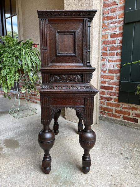 19th century French Carved Oak Cabinet Vestry Altar Wine Renaissance Dining Room