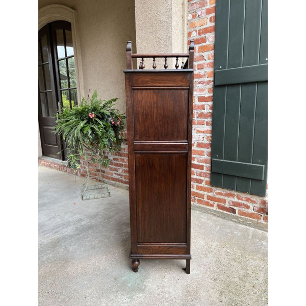 Antique French Carved Chestnut Cabinet Bonnetiere Armoire Breton Brittany