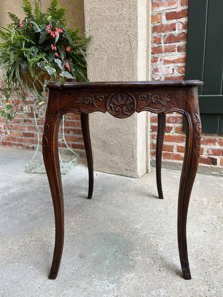 Antique French Carved Oak Sofa Side Lamp Table Serpentine Louis XV Nightstand