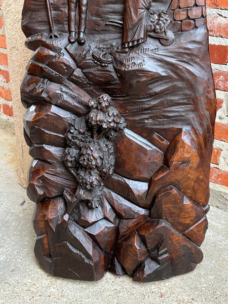 Antique French Carved Wood Wall Sculpture The Angelus by Jean Francois Millet