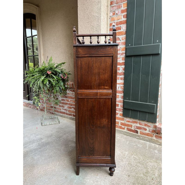 Antique French Carved Chestnut Cabinet Bonnetiere Armoire Breton Brittany