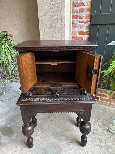 19th century French Carved Oak Cabinet Vestry Altar Wine Renaissance Dining Room