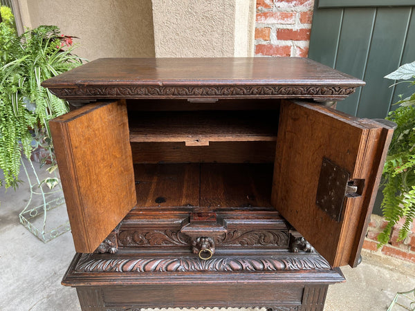 19th century French Carved Oak Cabinet Vestry Altar Wine Renaissance Dining Room
