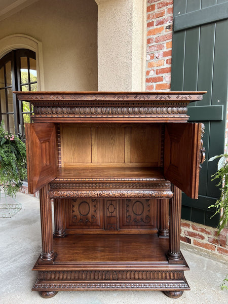 19th century French Cabinet Wine Liquor Greek Key Walnut Regency Sideboard
