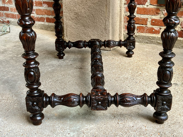 19th century French Breton Carved Oak Sofa Table Writing Library Desk Louis XIV