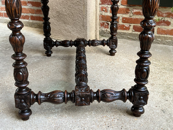 19th century French Breton Carved Oak Sofa Table Writing Library Desk Louis XIV