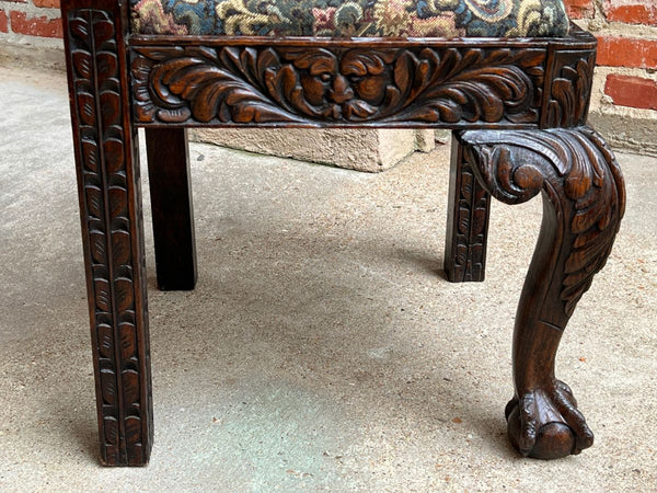 Antique English Carved Oak Corner Chair Renaissance