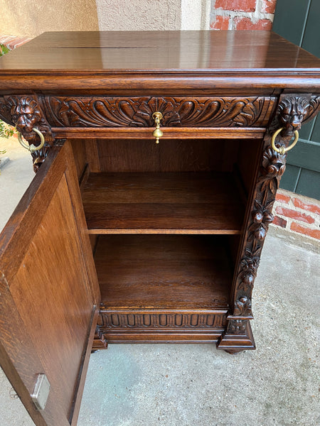 19th century French Carved Oak Hunt Cabinet Confiturier Black Forest Fox