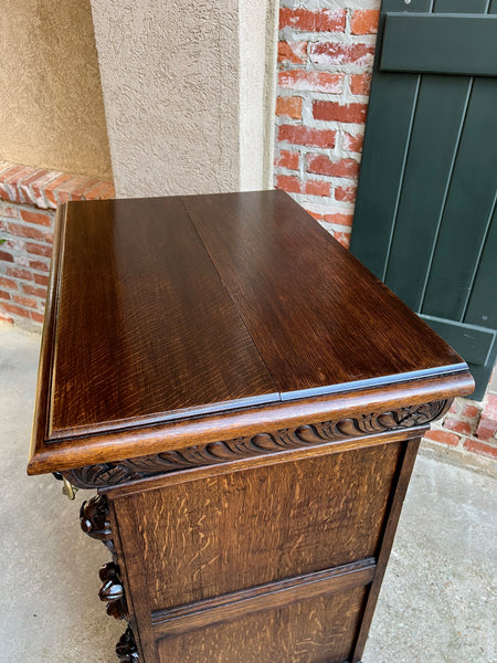 19th century French Carved Oak Hunt Cabinet Confiturier Black Forest Fox