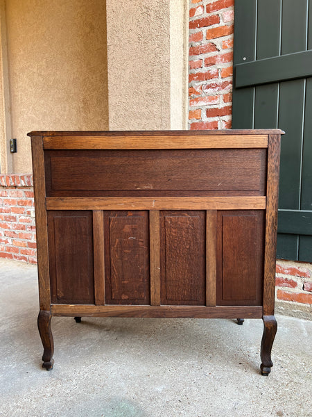 Antique French Carved Oak Secretary Desk Bureau Drop Front Louis XV Style