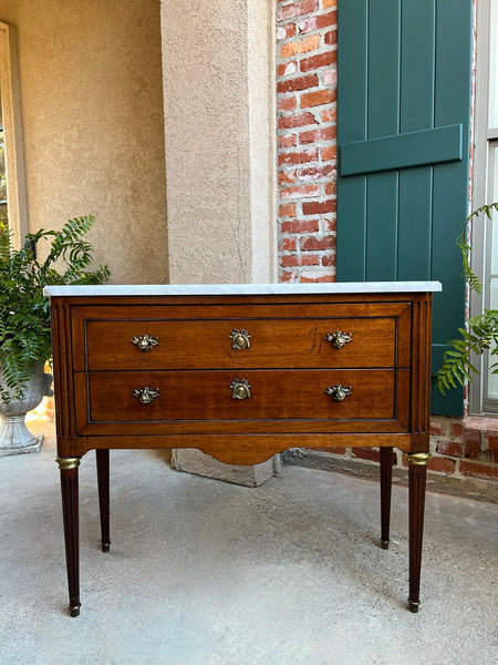 Antique French Mahogany Commode White MARBLE Louis XVI Mahogany Chest of Drawers