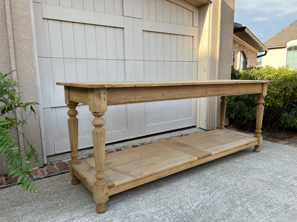 Antique French Drapers Table Bleached Oak Large Kitchen Island Console c1890