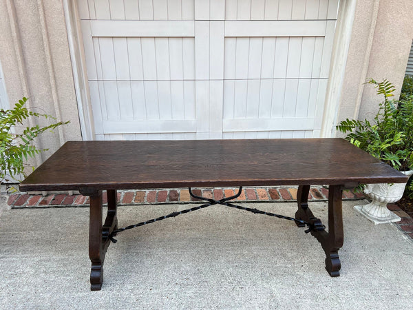 Antique French Oak Dining Table Spanish Catalan Console Kitchen Island c1910