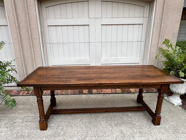 Antique French Oak Dining Farm Bakers Table Conference Office Library Desk c1920