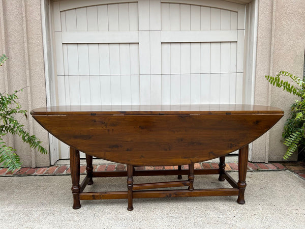 Antique French Hunt Wake Dining Table Drop Leaf Gate Leg Console Table c1920