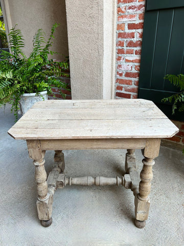 Antique English Bleached Sofa Side Table Console Stripped Jacobean Oak c1850