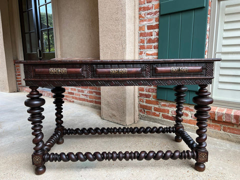 Antique Portuguese Rosewood Library Writing Table Barley Twist Console c1790
