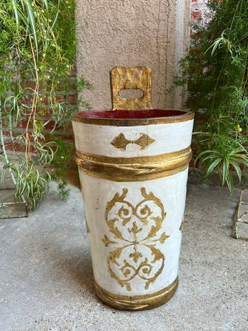 Vintage Italian Florentine Giltwood Umbrella Stand Mid-Century Floral Vase Urn