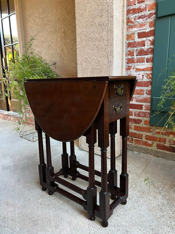 Petite Antique English Drop Leaf Side Sofa Table Mahogany Georgian Gateleg c1800