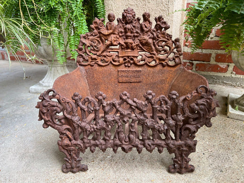 Petite Antique French Cast Iron Planter Jardinière Basket Grate Corneau c1880