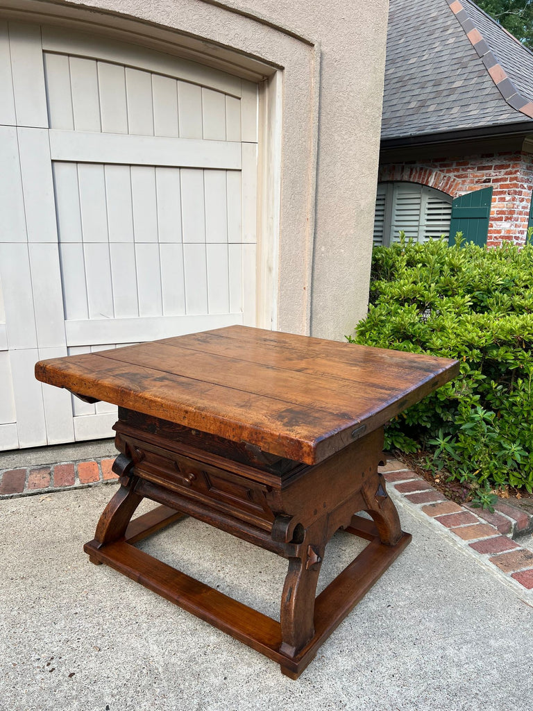 Antique French Butcher Block Baker’s Table Pétrin Farmhouse Kitchen Island c1790