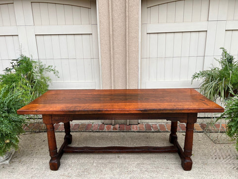 Antique French Oak Dining Farm Bakers Table Conference Office Library Desk c1920