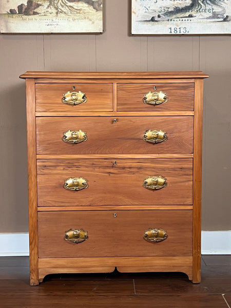 Antique English Country Pine Chest of Drawers 5 Drawer Dresser c1920