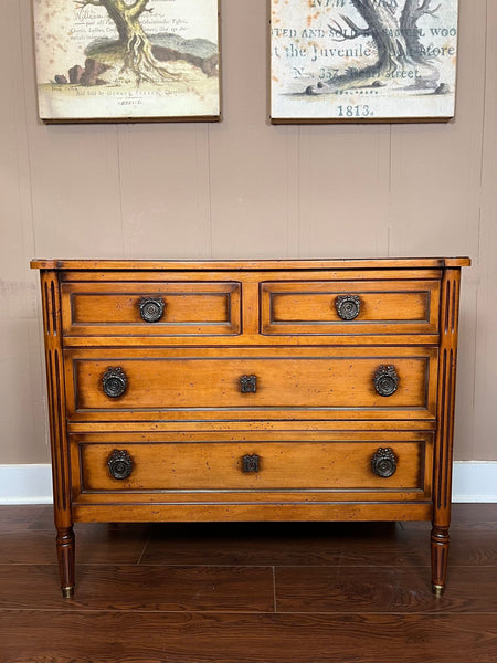 Antique French Commode Chest of Drawers Louis XVI Mahogany Brass c1930