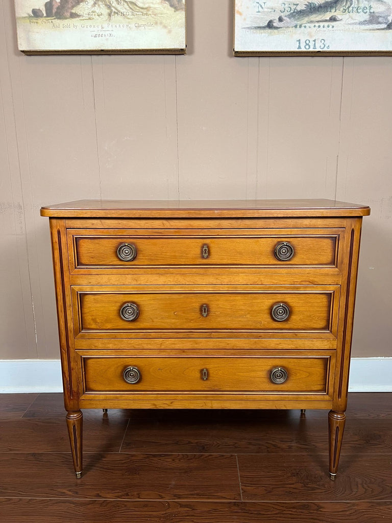 Antique French Commode Chest of Drawers Louis XVI Walnut Brass c1940