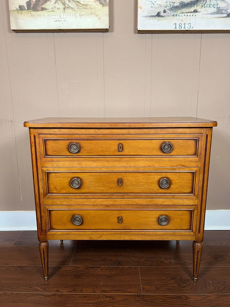Antique French Commode Chest of Drawers Louis XVI Walnut Brass c1940